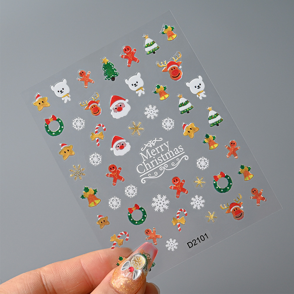 Nail Art Xmas - 1Pc Adesivos de Unha 5D de