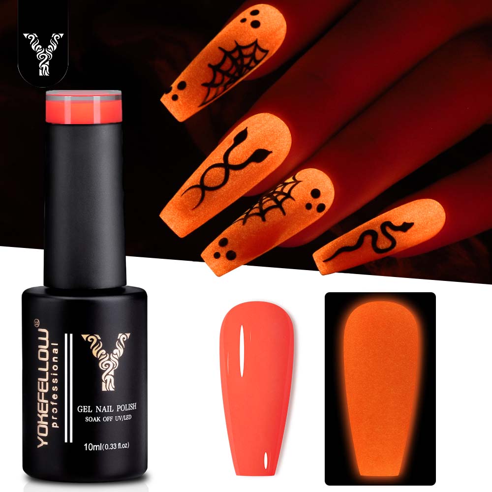 Nail Art Orange - Yokefellow brilho no escuro gel unha