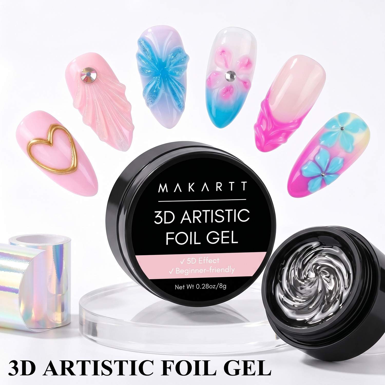 Nail Foil Transfer - Makartt Gel 3D para Unhas 8ml,