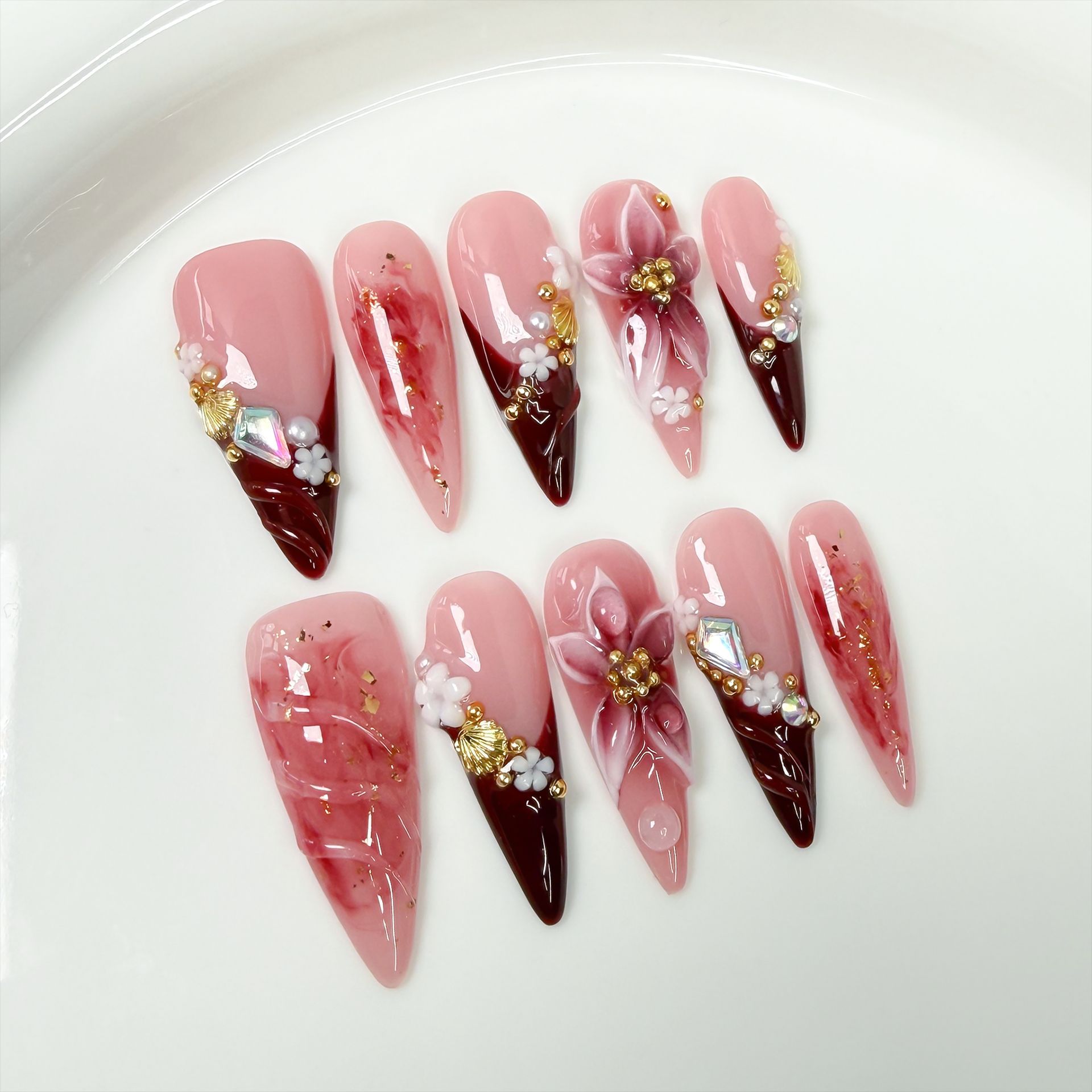 Nail Art Fake - 10 pçs retro longo stiletto dicas
