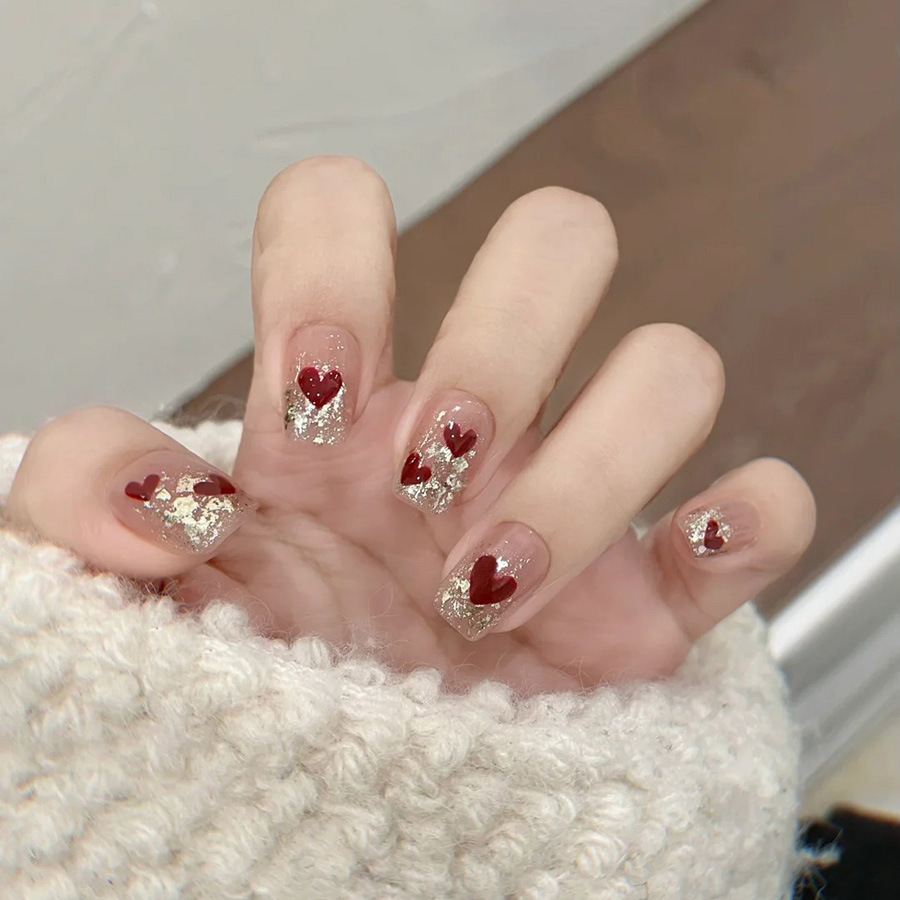 Nail Art Fake - Conjunto de 24 unhas postiças curtas