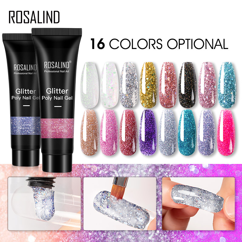 Nail Art Gel Polos - Rosalind glitter lantejoulas poli gel de