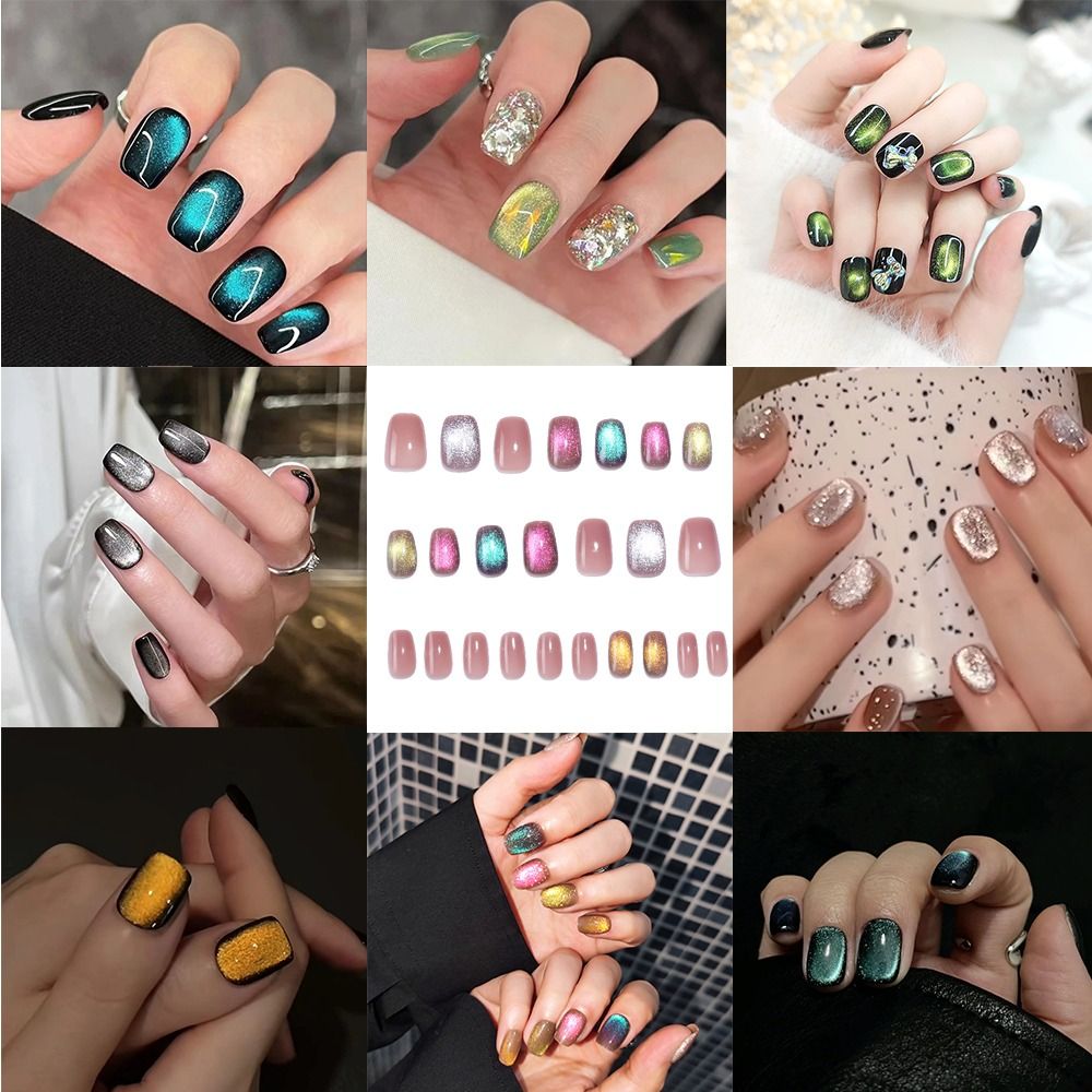 24 Unidades de Unhas Postiças  - Nail Art Full Cat Eye avaliação e preço