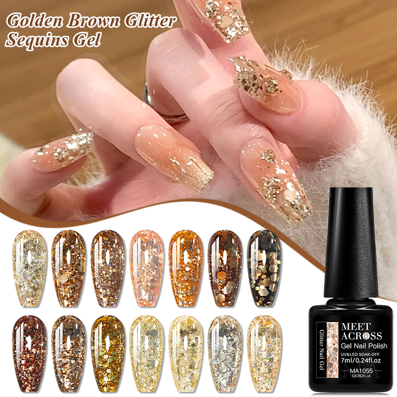 7ml dourado marrom glitter lan - Nail Art Orange avaliação e preço