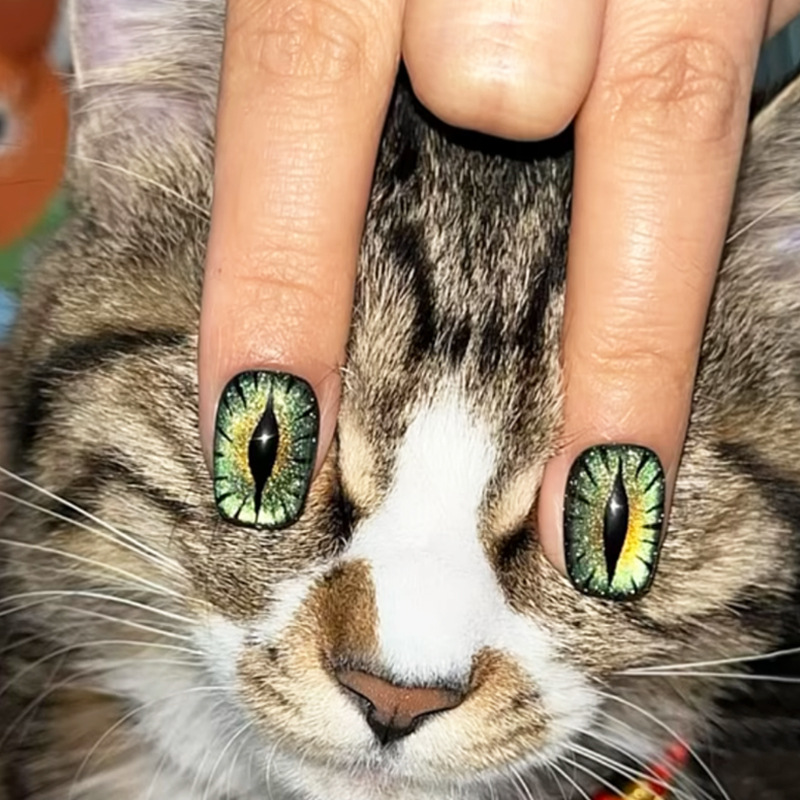 Unhas postiças curtas para mul - Nail Art Full Cat Eye avaliação e preço