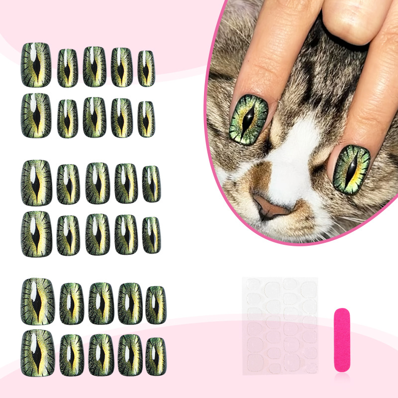 Unhas postiças curtas para mul - Nail Art Full Cat Eye avaliação e preço