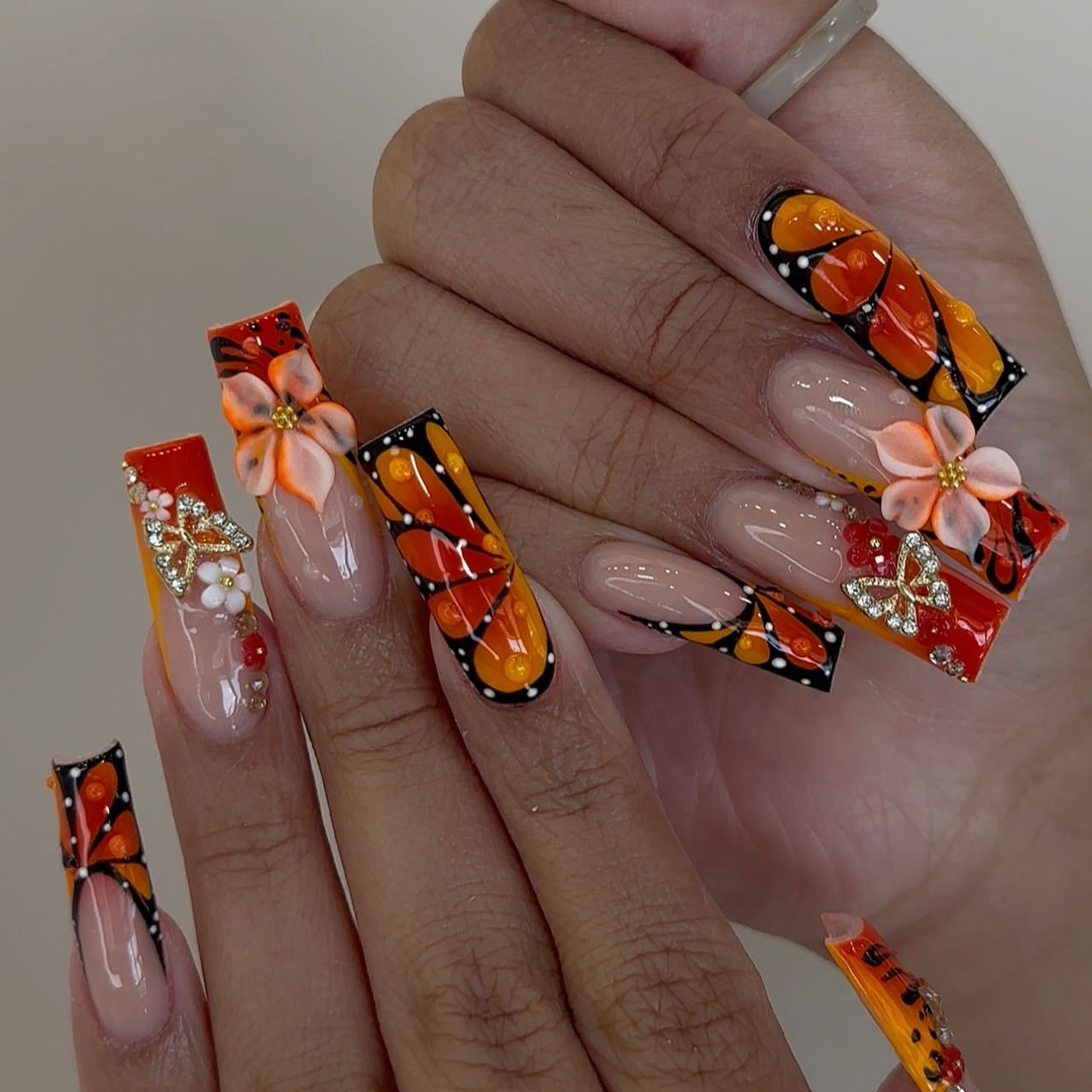 Unhas postiças médias para mul - Nail Art Orange avaliação e preço