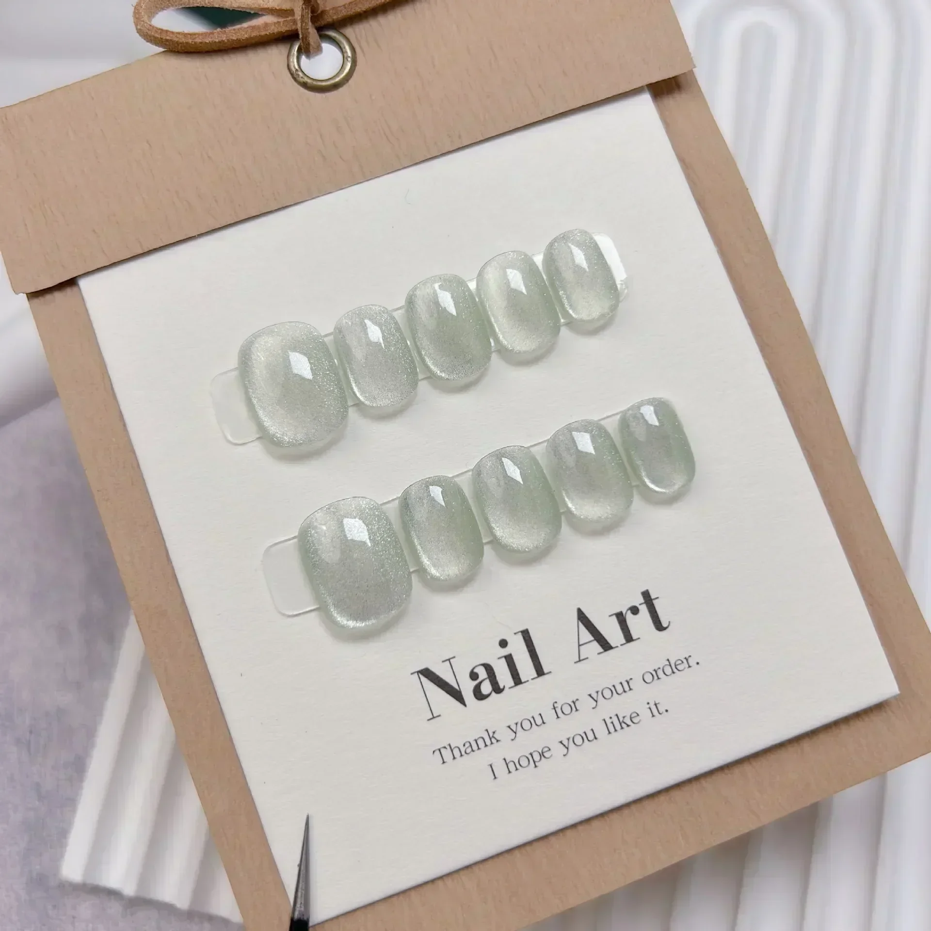 10 Peças de Unhas Postiças Cur - Nail Art Full Cat Eye avaliação e preço